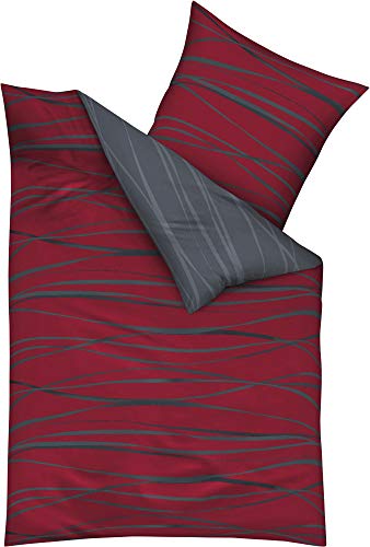 Kaeppel Wendebettwäsche Mako-Satin rubinrot Größe 200x200 cm (80x80 cm)