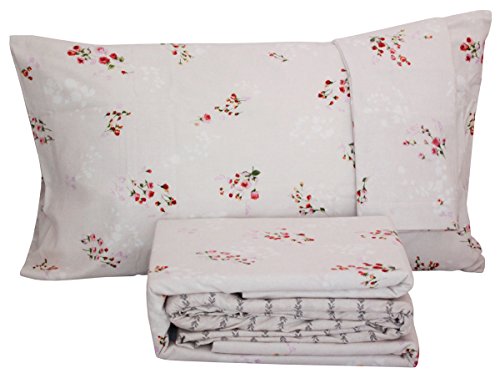 Flanell 100% reiner Baumwolle Bettwäsche Doppelbett zwei Doppelbett Bettwäsche oben + Spannbettlaken + 2 Kissenbezüge Basics Chantal Rosso