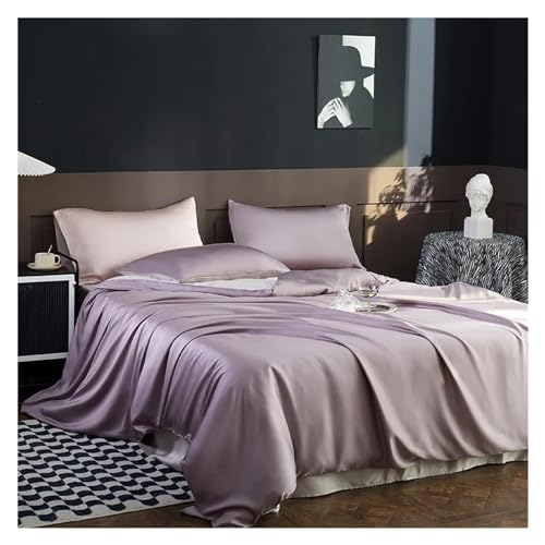 Bett, Bettwäsche-Set aus ägyptischer Baumwolle, 1000 TC, einfarbig, Grau, Queen/King, 4-teilig, weich, pflegeleicht