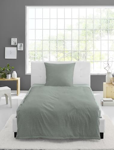 Bierbaum Bettwäsche, 3000, Seersucker Uni, Designed in Germany, lind 30, 135x200 + 80x80 cm, Grün Bierbaum Bettwäsche, 3000, Seersucker Uni, Designed in Germany, lind 30, 135x200 + 80x80 cm, Grün