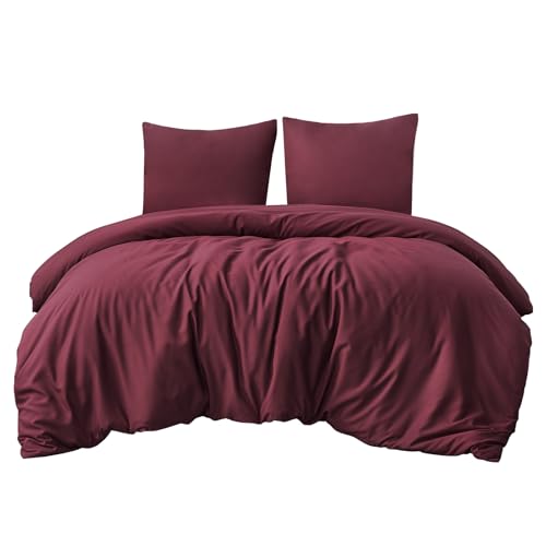 Aisbo Bettwäsche 220x240 3teilig Rot - Mikrofaser Bettwäsche-Sets Burgundy Weinrot mit Reißverschluss, ÖKO-TEX Bettbezug 240x220 cm 3tlg mit Kissenbezug 80x80 cm, Weich und Bügelfrei Aisbo Bettwäsche 220x240 3teilig Rot - Mikrofaser Bettwäsche-Sets Burgundy Weinrot mit Reißverschluss, ÖKO-TEX Bettbezug 240x220 cm 3tlg mit Kissenbezug 80x80 cm, Weich und Bügelfrei