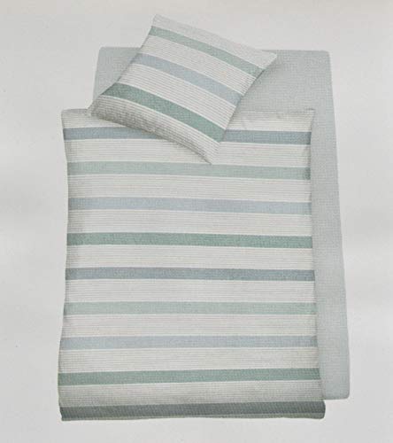 schlafgut Bettwäsche Mako Satin 135 x 200 100% Baumwolle grün Mint grau bügelleicht