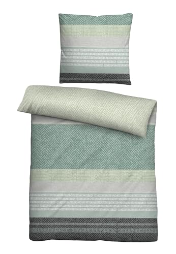 biberna Feinbiber Bettwäsche 0004104 QUERMUSTER 1x 155x220 cm + 1x 80x80 cm, pistaziengrün