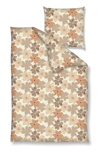Traumschloss Bettwäsche »Renforcé« 100% Baumwolle | Reißverschluss | 135x200 & 80x80 | Blumen | beige | braun
