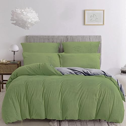 Damier Plüsch Bettwäsche 200x220 Winter Warm Grün Hellgrün Grau Uni Einfarbig Wende Bettwäsche Set Flauschig Kuschelig Cashmere Touch 3-teilig mit Reißverschluss und 2 Kissenbezügen 80x80 cm Damier Plüsch Bettwäsche 200x220 Winter Warm Grün Hellgrün Grau Uni Einfarbig Wende Bettwäsche Set Flauschig Kuschelig Cashmere Touch 3-teilig mit Reißverschluss und 2 Kissenbezügen 80x80 cm