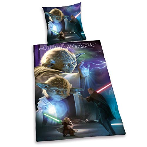 Star Wars Bettwäsche glatt Übergrösse Jedi Yoda Luke Schwert Lucasfilm 155 x 220 cm NEU Wow - All-In-One-Outlet-24 -