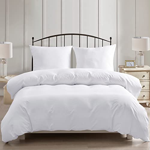 PHF 3tlg Bettwäsche 200x200, Bettbezüge 200x200 cm mit 2er Kissenbezüge 80x80 cm, Weich und Bügelfrei Bettwäsche 200x200cm aus Mikrofaser mit Reißverschluss,Weiß