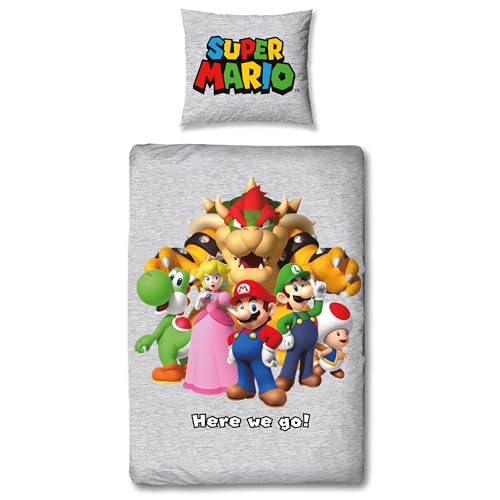 Bettwäsche Super Mario 135x200 + 80x80 deutsche Größe · Nintendo · Mario Luigi & Friends Teenager Kinder-Bettwäsche
