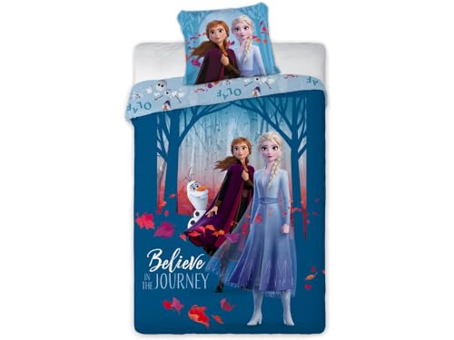 Disney Frozen Bettwäsche Eiskönigin Anne ELSA Kopfkissen Bettdecke für 140x200 Believe 100% Baumwolle