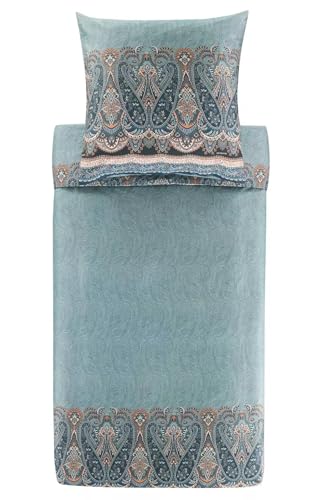 BASSETTI Satin-Bettwäsche-Garnitu r SABBIONETA Farbe GRÜN V1 Größe 200x200+2x80x80