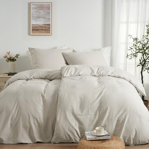 Duvetnova Bettwäsche 135x200 4teilig Leinen-Optik,Superweiche Vorgewaschene Mikrofaser Baumwollähnlich ÖKO-TEX 2 Bettbezüge 135x200+2 Kissenbezüge 80x80-alle mit Reißverschluss Bettwäsche Beige Duvetnova Bettwäsche 135x200 4teilig Leinen-Optik,Superweiche Vorgewaschene Mikrofaser Baumwollähnlich ÖKO-TEX 2 Bettbezüge 135x200+2 Kissenbezüge 80x80-alle mit Reißverschluss Bettwäsche Beige