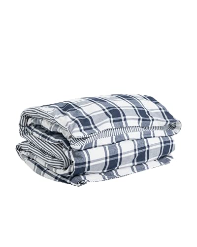 GANT Flannel Check Bettdeckenbezug einzeln Farbe Marine Größe 135x200cm kariert Baumwolle Winterbettwäsche