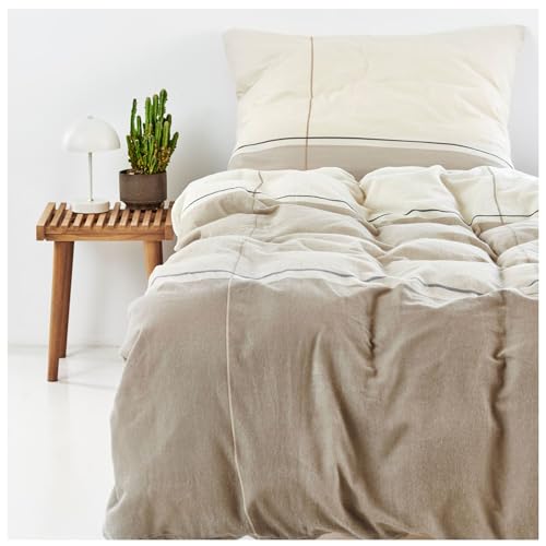 Arctic Bettwäsche 135x200 Biber/Flanell I Bettbezug aus 100% Baumwolle mit Oeko-Tex Standard 100 I Bettzeug 2tlg., inkl. Kissenbezug 80x80 I Nordisches Design aus Dänemark, Sandfarben