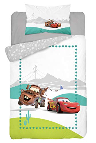 Disney Cars Kinderbettwäsche Babybettwäsche 2 TLG Set Bettbezug 100x135 + Kissenbezug 40x60 cm, 100% Baumwolle Öko-Tex, Flash McQueen