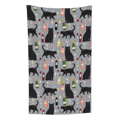 Süße Schwarze Katze Glas Haustier Tiere grau, Überwurf für Couchstühle, warme Plüschdecke für Bettwäsche und Reisen, 76,2 x 127,7 cm
