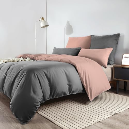 Soifox Bettwäsche 200x200 Grau   aus Mikrofaser Bügelfrei & Knitterfrei Bettbezug 200 x 200 Set 80x80 Kissenbezug 2er Set Bettwasche Reißverschluss Soifox Bettwäsche 200x200 Grau   aus Mikrofaser Bügelfrei & Knitterfrei Bettbezug 200 x 200 Set 80x80 Kissenbezug 2er Set Bettwasche Reißverschluss