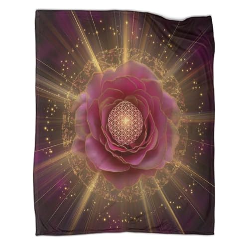 kaiyun Blume des Lebens Überwürfe,Schöne, Leuchtend Violette Rose Weiche Und Leichte Ganzjahresdecke,Picknick, Reise,Heimdekoration,Bett wäsche Für Teenager Und Erwachsene 50x60inch(127x152cm)