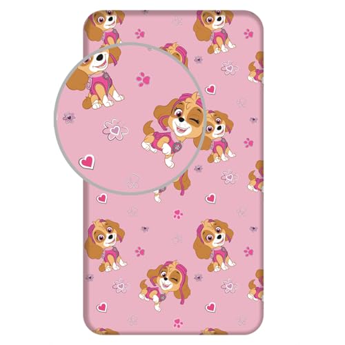 Paw Patrol Mädchen Spannbettlaken 90x200 cm | Rosa Bettwäsche mit Skye | weiches Baumwoll-Spannbetttuch für Kinder | rutschfestes Spannbetttuch für bequemen Schlaf | Paw Patrol Bettwäsche für Mädchen Paw Patrol Mädchen Spannbettlaken 90x200 cm | Rosa Bettwäsche mit Skye | weiches Baumwoll-Spannbetttuch für Kinder | rutschfestes Spannbetttuch für bequemen Schlaf | Paw Patrol Bettwäsche für Mädchen
