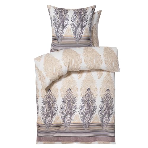 Bassetti FIESOLE Bettwäsche + 1 Kissenhülle, aus 100% Baumwollsatin, in der Farbe Grau G1, Limited Edition, Maße: 155x220 + 80x80 cm - 9327169