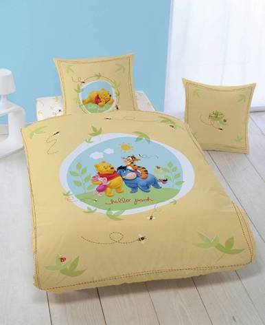 CTI 037151 Bettwäsche Disney Winnie Sunny 135 x 200 cm und 80 x 80 cm gelb