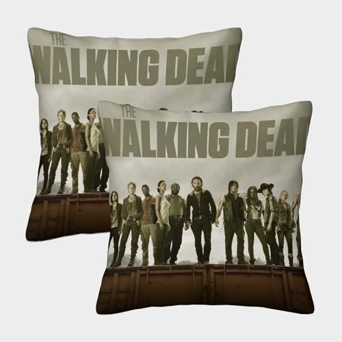 HESHS 2er Set Kissenbezüge Walking Dead 40x40cm Movie Role Dekorative Kissenhülle Zierkissenbezüge Für Sofa Schlafzimmer Wohnzimmer Garten Zuhause Dekoration