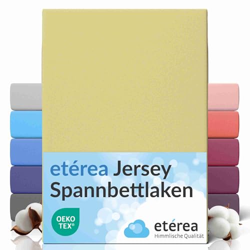etérea Jersey Spannbettlaken 140x200cm - 160x200cm Lind bis 25 cm Höhe - 100% Baumwolle Spannbetttuch Oekotex - Bed Sheets Leintuch Bettbezug - Bettlaken 140x200 cm - 160x200 cm - Grün