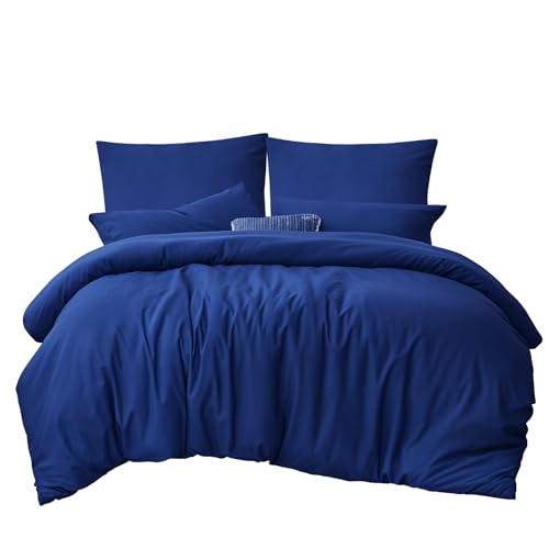 RUIKASI Bettwäsche 200x220 Blau 3teilig - Königsblau Mikrofaser Bettwäsche-Sets Oeko-TEX, Bettbezüge 200 x 220cm + 2 Kissenbezüge 80x80cm mit Reißverschluss, Weich und Bügelfrei