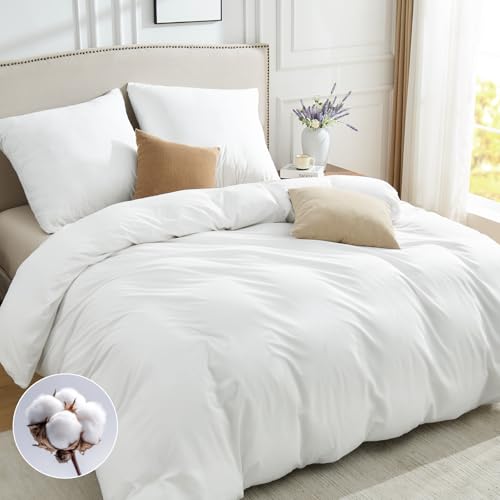 BEDELITE Bettwäsche 200x220 Baumwolle 3teilig - Bettwäsche-Sets Weiß mit Reißverschluss, Bettbezug 220x200 Weiss mit 2 Kissenbezüge 80x80 cm, Oeko-TEX Bedding weiche und kuschelige Bettwaren