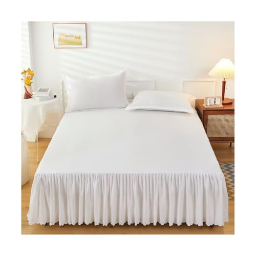 Queen-Bettrock-Set mit Rüschen, 3-teilig, Plissee-Bezug mit 45 cm langem Spannbetttuch und Kissenbezug, verdickte Winter-Bettwäsche für elegante Schlafzimmer-Dekoration