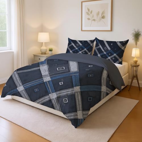 Weiche Mikrofaser Ästhetik Schwarz Blau Bettwäsche-Sets Elegant Exquisit Einfach Linien Kuschelige Bettwäsche Für Jugendliche Kinder Schlafzimmer Duvet Cover H 155 x B 220cm