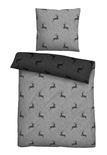 biberna Baumwoll Satin Bettwäsche 0614609 1x 135x200 cm + 1x 80x80 cm, sturmgrau
