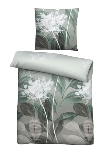 biberna Feinbiber Bettwäsche 0004100 BLÄTTERRANKE 1x 135x200 cm + 1x 80x80 cm, fichte