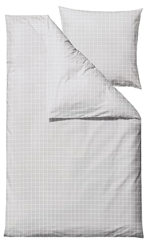 Södahl Clear Bettwäsche 135x200 cm aus 100% Baumwolle, Set mit 1 Bettbezug 135 x 200 cm und 1 Kissenbezug 80 x 80 cm, Kariert, Weiß