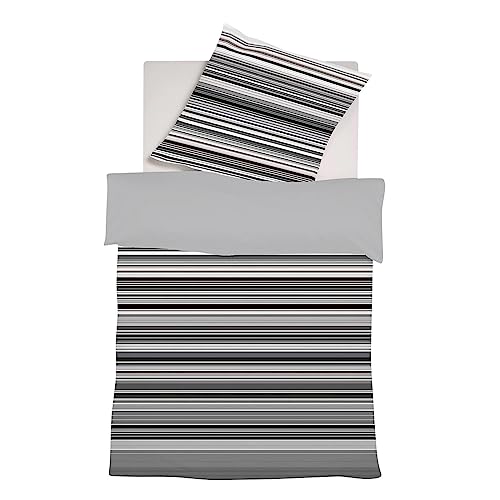 fleuresse Mako-Satin Bettwäsche Bed Art S North Bay Silber 1 Bettbezug 155 x 220 cm + 1 Kissenbezug 80 x 80 cm