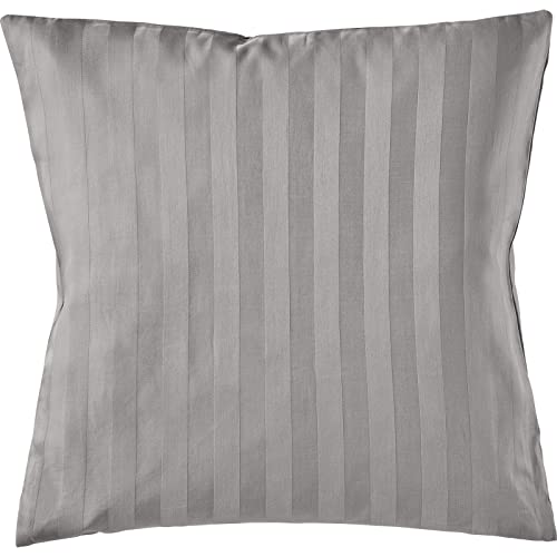 Pure Label Mako Satin Damast Streifen Kissenbezug 40x40 cm aus 100% Baumwolle in hellblau| Traumhaft weiches Deko Kissen passend zu unseren Bettwäsche Sets