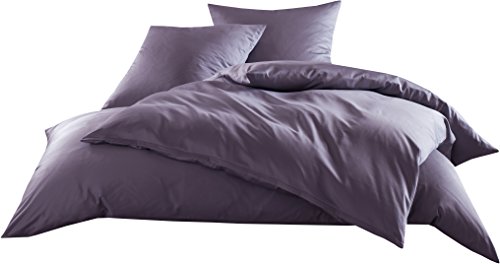Mako-Satin Baumwollsatin Bettwäsche Uni einfarbig zum Kombinieren (Bettbezug 135 cm x 200 cm, Lila)