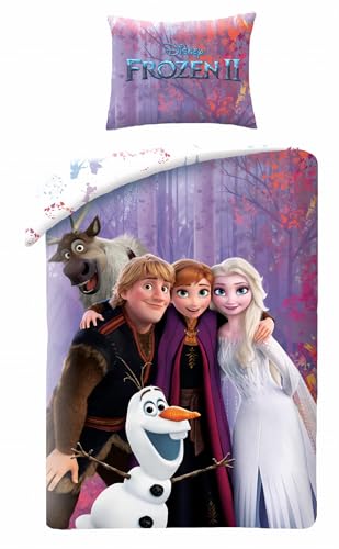 Halantex Disney Frozen Kinder Bettwäsche Eiskönigin Anne ELSA Freunde   Bettwäsche Set 140 x 200 + Kissenbezug 70 x 90  % Baumwolle