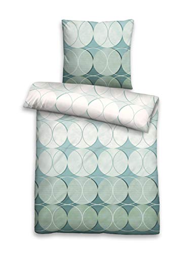biberna 0636159 Bettwäsche Garnitur mit Kopfkissenbezug Mako-Baumwoll-Satin 1x 155x220 cm + 1x 80x80 cm mint