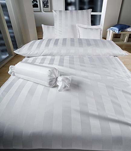 Curt Bauer Mako-Brokat- Damast Bettwäsche Como weiß 155x220 cm + 80x80 cm Komfortgröße