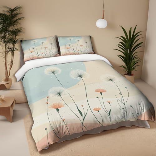 MKBKLI Bettwäsche 200x200 Pusteblume im schlichten Stil Bettwäsche Set Weich Microfaser Kuschelige Bettwäsche, Bettwäsche Bettbezug und Kissenbezug 80x80cm