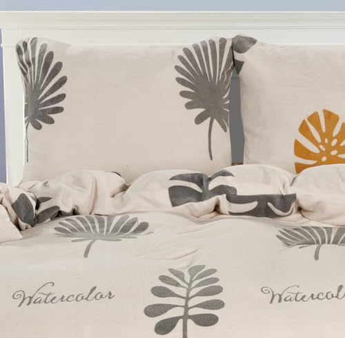 Cotton Market Bettwäsche 155x200 cm - Bettwäsche Mikrofaser, Weihnachts Bettwäsche - Bettwäsche-Sets 3 Teilig - Bettbezug 155 cm und 2 Kissenbezug 70x80 cm - Beige, Blumen
