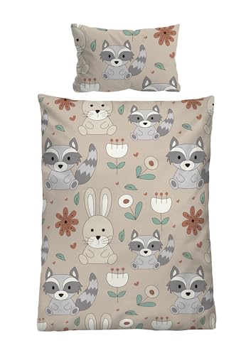 biberna Feinbiber Kinderbettwäsche Größe 100x135 cm 40x60 cm, Taupe