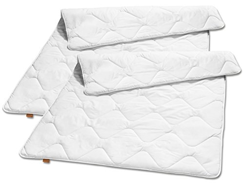 sleepling 191125 2er Set Basic 100 Ganzjahresbettdecke | medium Übergangsdecke | Made in EU | Ökotex 100 | Waschbar 60 Grad | Wärmeklassengarantie | 100% feine Mikrofaser | 135 x 200 cm, weiß