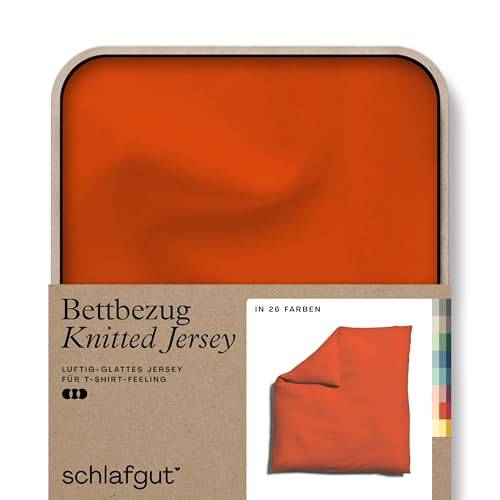  Knitted Jersey Bettwäsche 135x200cm Bettdecke Bezug einzeln, Multicolor Uni, weich faltenfrei mit Elasthan (Red Mid, 240x220)