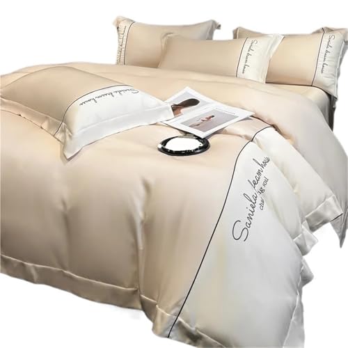 DFGBAPKBL Seidenbettwäsche-Set Vierteiliges Set aus Eisseide, seidig glatt, for den Sommer, for Schlafen, nackte Bettwäsche(Color T,2.0m Sheet 4pcs)