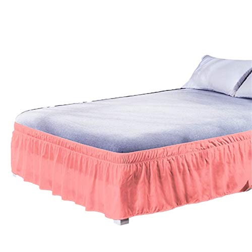 Bettrock,Bed Skirt Einfarbiger elastischer Bettrock for Zuhause, Hotel, Schlafzimmer, Bettseitendekorationen, schützende Bettwäsche, abnehmbarer Bettbandrock, Heimtextilien(Orange pink,100x200x40cm)