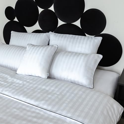 Rollmayer Luxuriöse Mako-Satin-Baumwollbettw sche von höchster Qualität-Satin-Serenity- Luxus(Borte:Weiß, Streifen:dünn, 135x200cm + 1Stück 80x80cm)