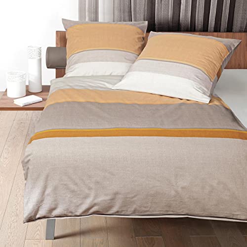 Janine Design Mako-Satin Bettwäsche Palermo 31122 Bernstein naturell 1 Bettbezug 135 x 200 cm + 1 Kissenbezug 80 x 80 cm