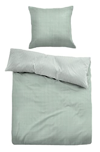 TOM TAILOR 0047696 Bettwäsche Garnitur mit Kopfkissenbezug Linon - Country 1x 135x200 cm + 1x 80x80 cm, Wintergreen