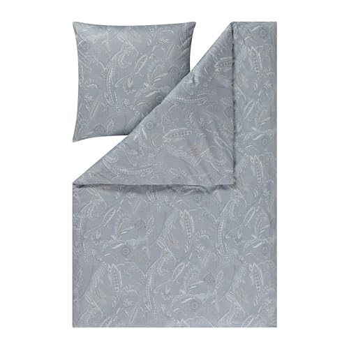  Mako Jersey Bettwäsche 135x200 Amelie Silber Ornamente Paisley 6346 820